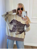 Oversize sveter Leopard vanilla A 16 Oversize sveter Leopard vanilla A 16