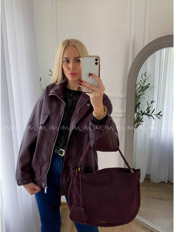 Koženková bombera Leon burgundy A 71