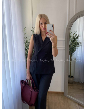 Eleg.komplet predĺžená vesta + nohavice  čierny A 68