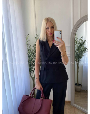 Eleg.komplet predĺžená vesta + nohavice  čierny A 68