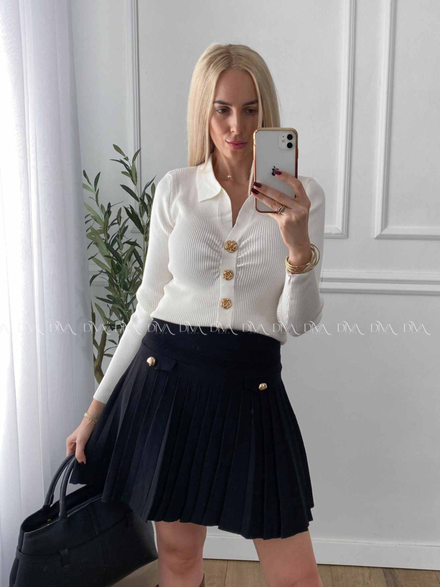 Úpletová krátka skladaná sukňa čierna A 67