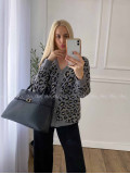 Oversize leopardí kardigan šedý A 54 Oversize leopardí kardigan šedý A 54