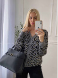 Oversize leopardí kardigan šedý A 54 Oversize leopardí kardigan šedý A 54