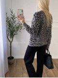 Oversize leopardí kardigan šedý A 54 Oversize leopardí kardigan šedý A 54