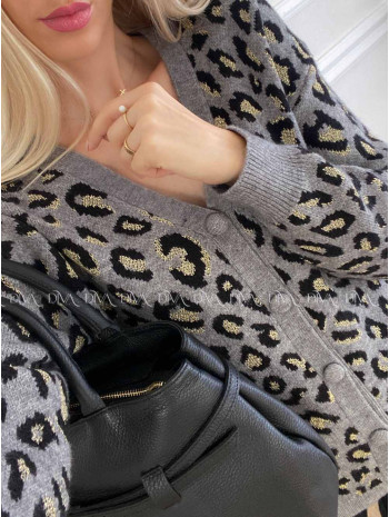 Oversize leopardí kardigan šedý A 54 Oversize leopardí kardigan šedý A 54