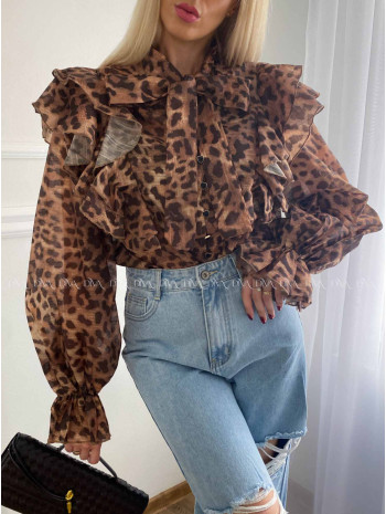 Leopardia blúzka s volánom A 15