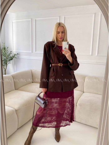 Krajkovaná maxi sukňa Leona Burgundy A 81