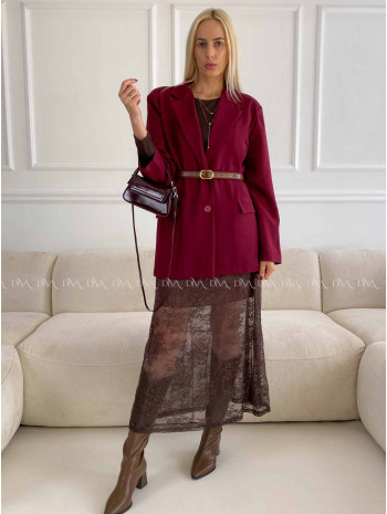 Krajkovaná maxi sukňa Leona čokoládová A 81