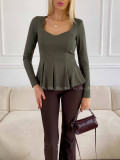 Peplum top khaki zelený A 78 Peplum top khaki zelený A 78