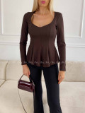 Peplum top čokoládový A 78 Peplum top čokoládový A 78