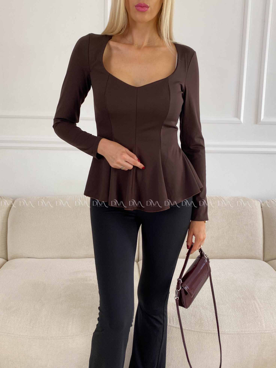 Peplum top čokoládový A 78 Peplum top čokoládový A 78