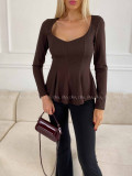 Peplum top čokoládový A 78 Peplum top čokoládový A 78