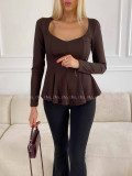 Peplum top čokoládový A 78 Peplum top čokoládový A 78