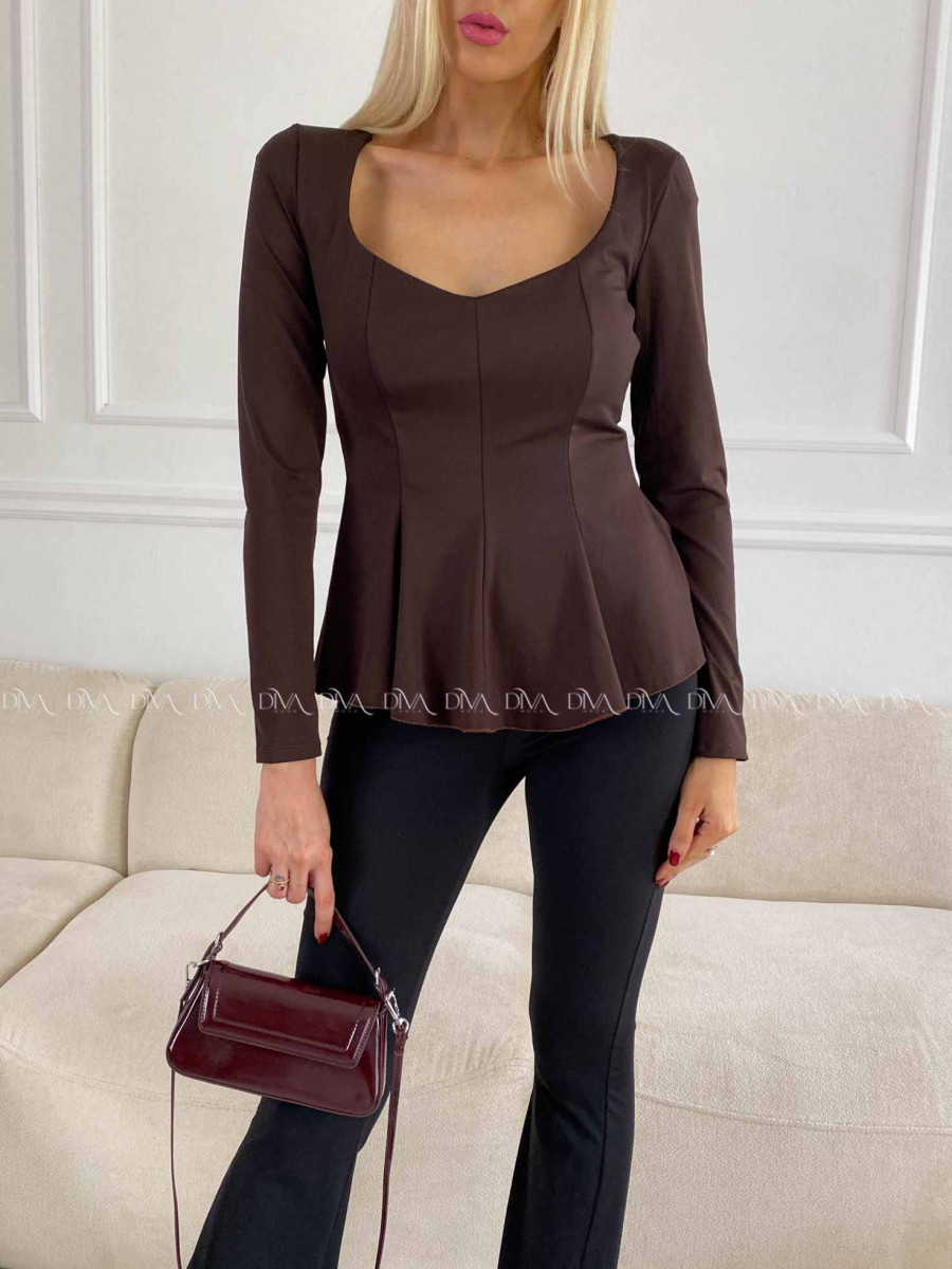 Peplum top čokoládový A 78 Peplum top čokoládový A 78