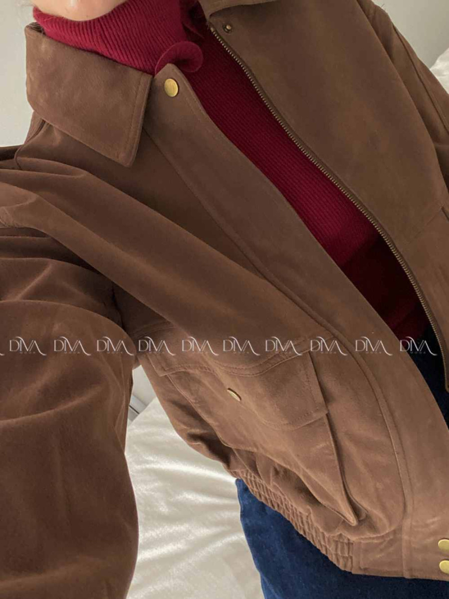 Bunda z brúsenej koženky hnedá Elis A 94