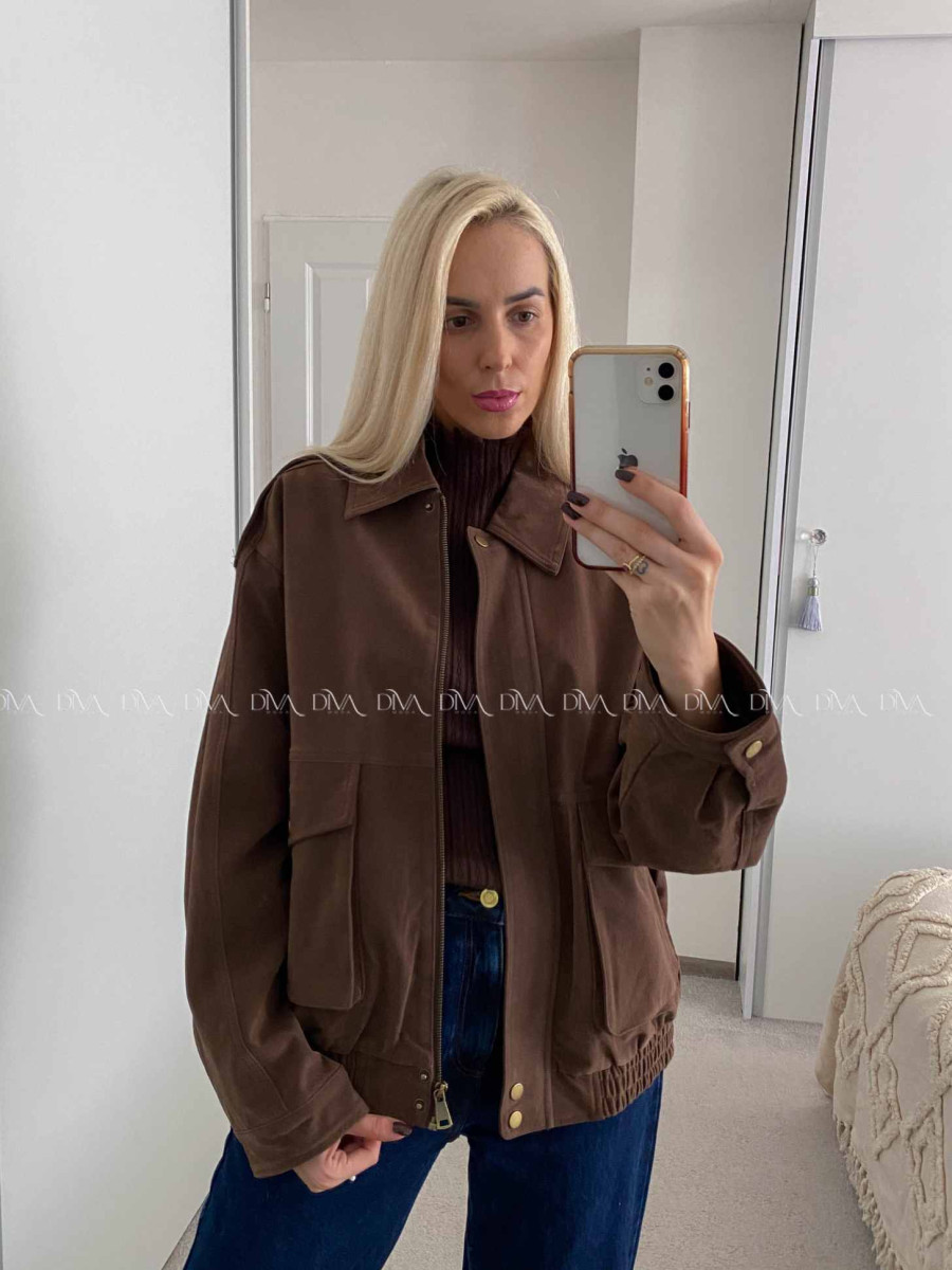 Bunda z brúsenej koženky hnedá Elis A 94