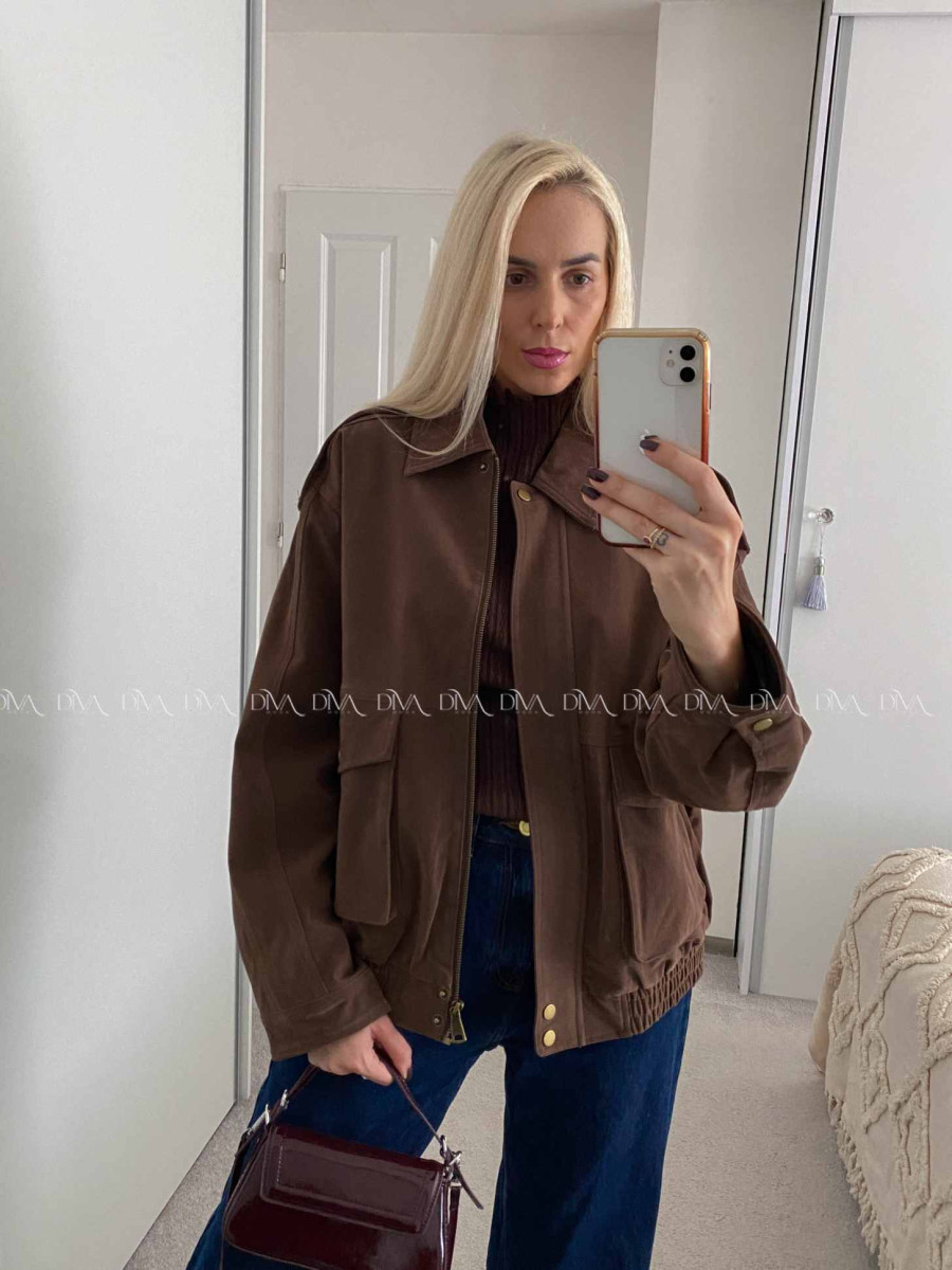 Bunda z brúsenej koženky hnedá Elis A 94