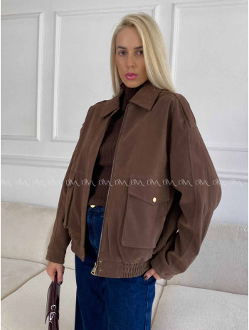 Bunda z brúsenej koženky hnedá Elis A 94