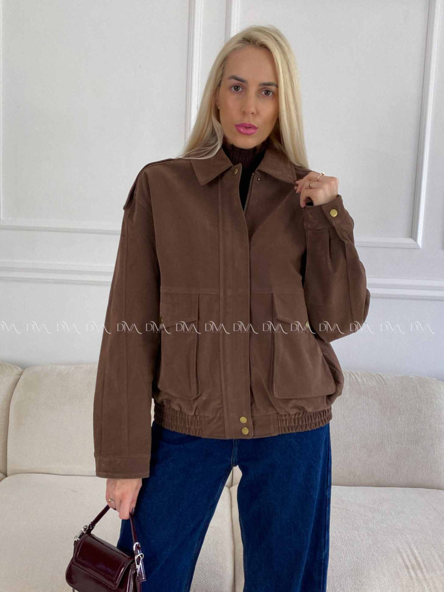 Bunda z brúsenej koženky hnedá Elis A 94