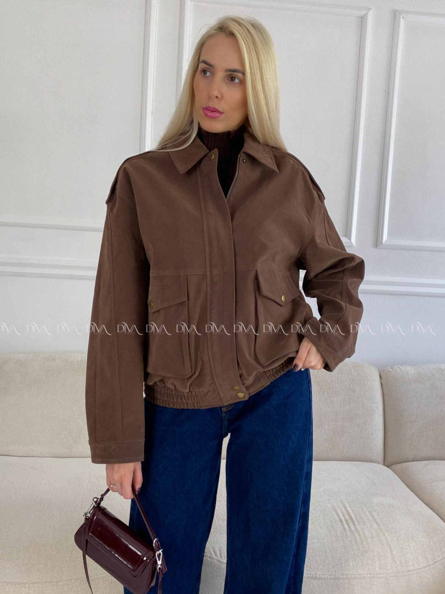 Bunda z brúsenej koženky hnedá Elis A 94