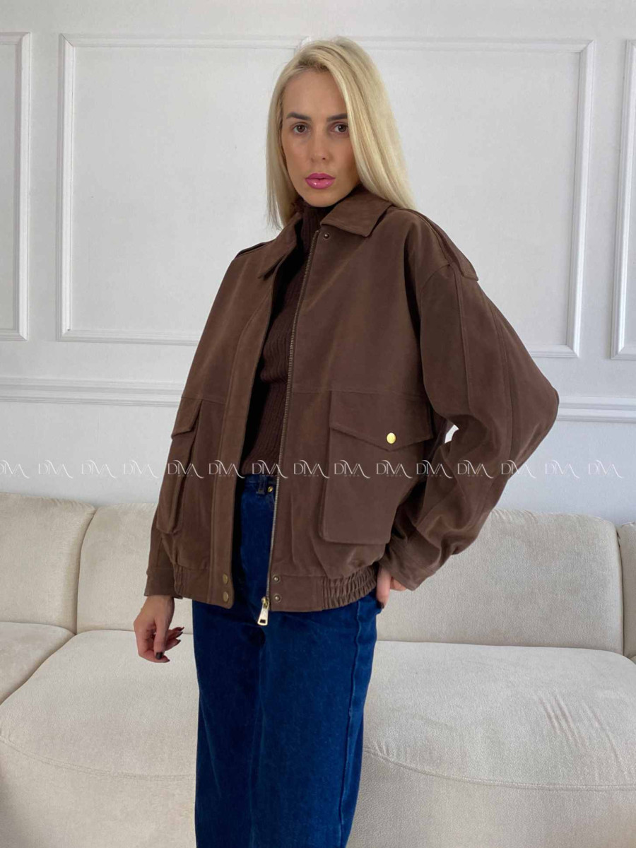 Bunda z brúsenej koženky hnedá Elis A 94