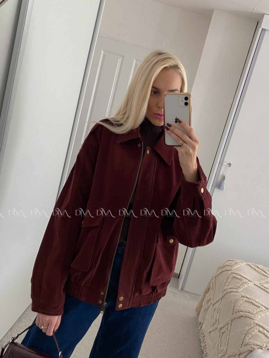Bunda z brúsenej koženky vínová Elis A 94
