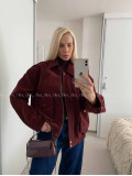 Bunda z brúsenej koženky vínová Elis A 94