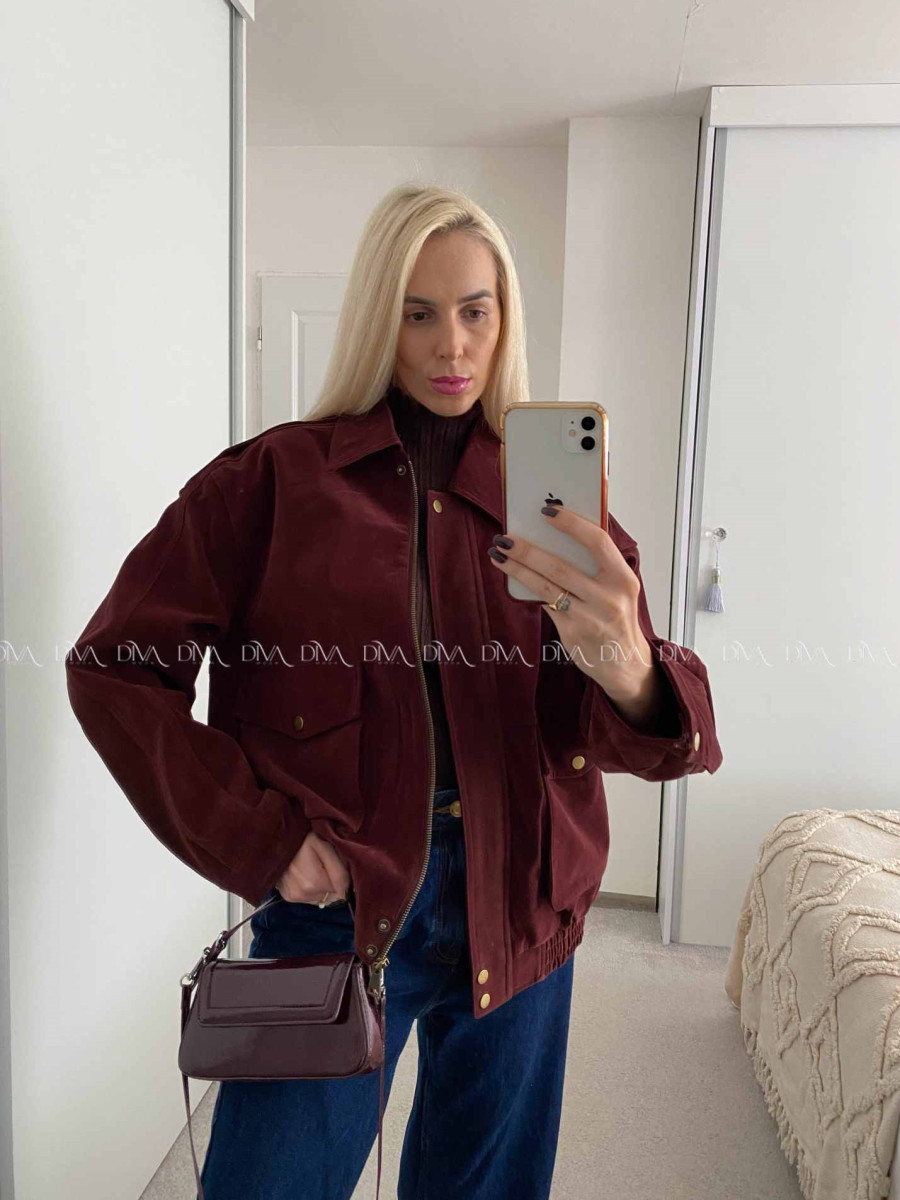 Bunda z brúsenej koženky vínová Elis A 94