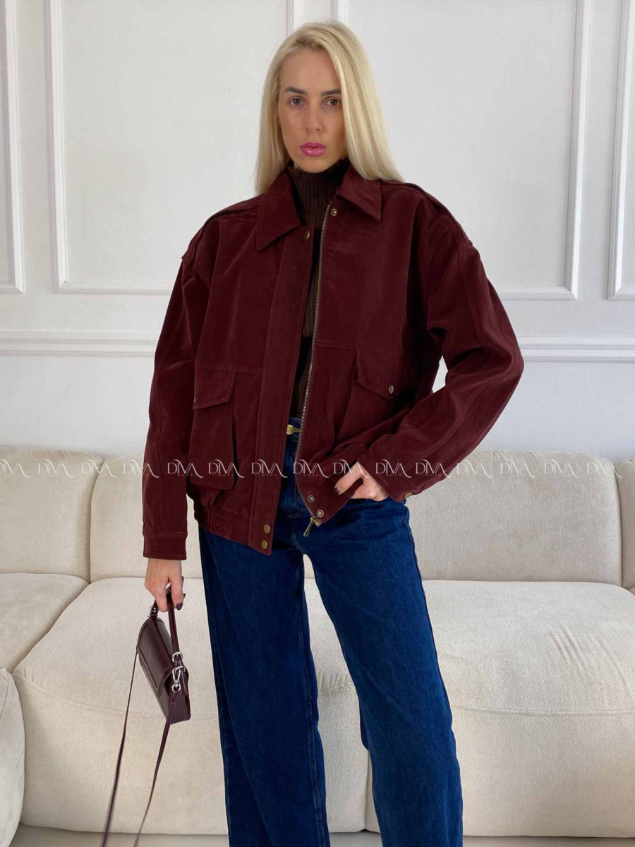 Bunda z brúsenej koženky vínová Elis A 94