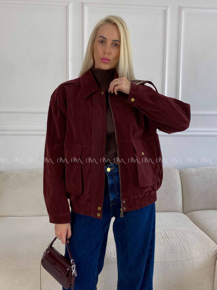 Bunda z brúsenej koženky vínová Elis A 94