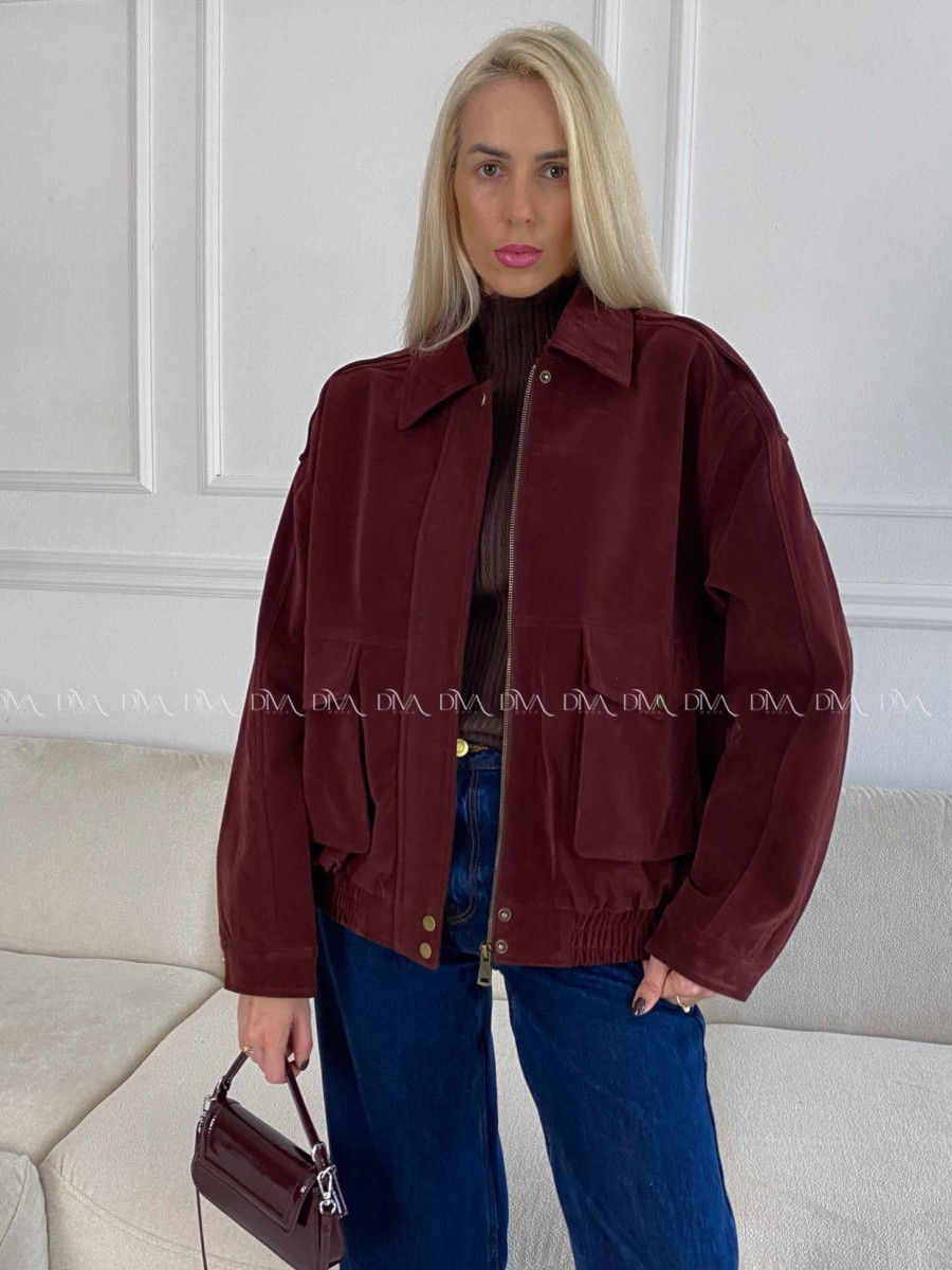 Bunda z brúsenej koženky vínová Elis A 94