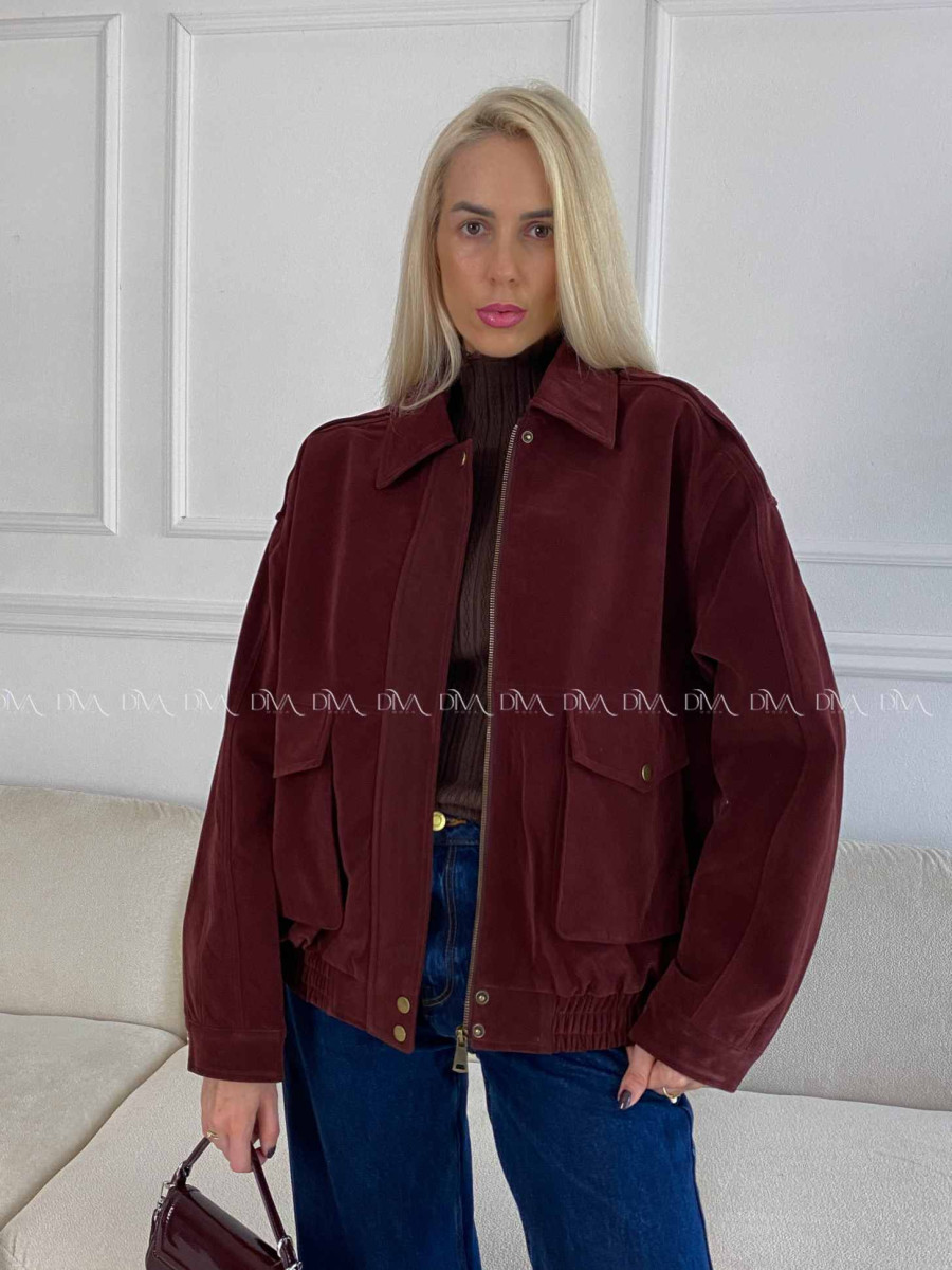 Bunda z brúsenej koženky vínová Elis A 94