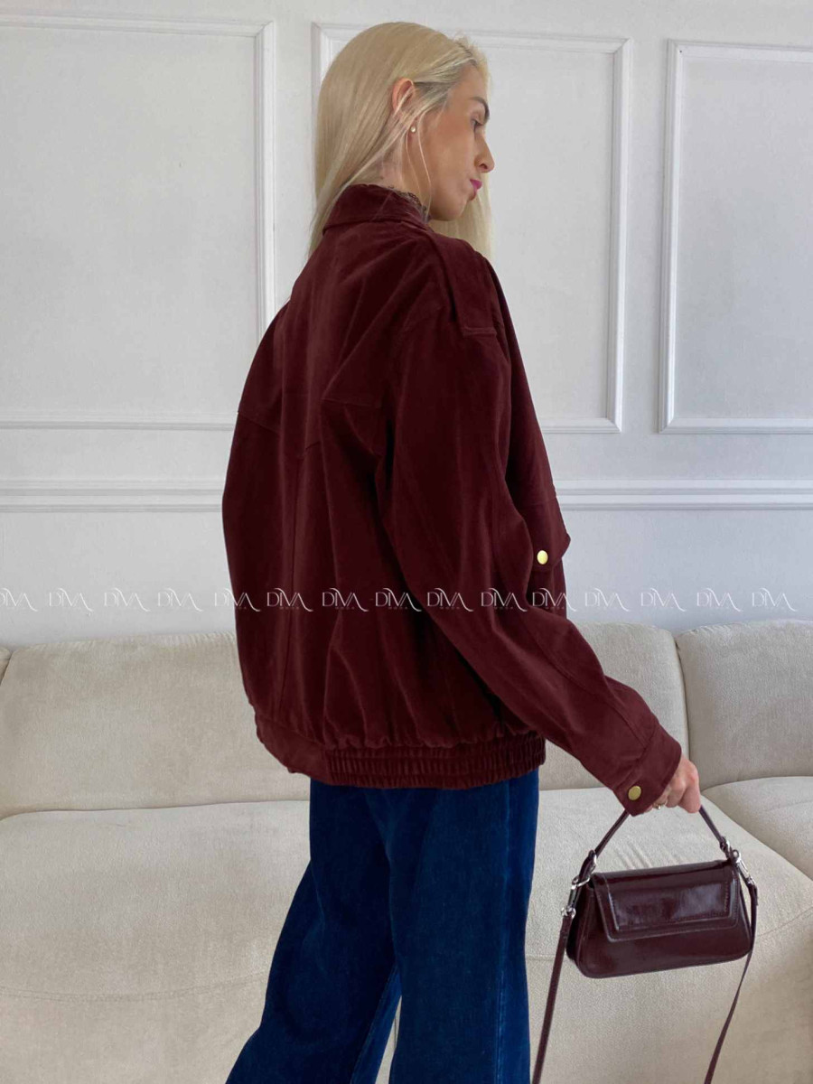 Bunda z brúsenej koženky vínová Elis A 94