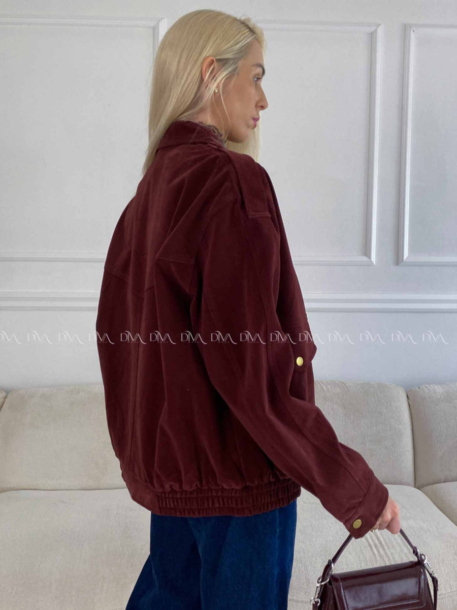 Bunda z brúsenej koženky vínová Elis A 94