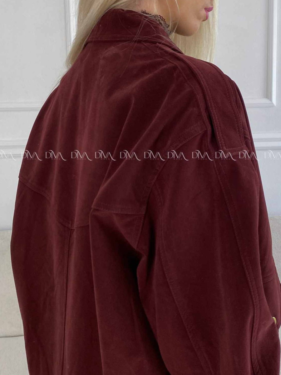 Bunda z brúsenej koženky vínová Elis A 94