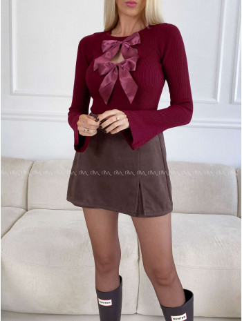 Úpletové body so saténovými mašľami burgundy A 116 Úpletové body so saténovými mašľami burgundy A 116