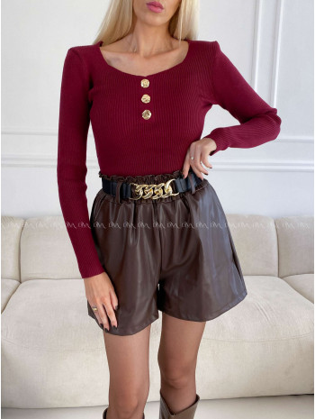 Úpletové body s gombíkmi burgundy A 117 Úpletové body s gombíkmi burgundy A 117