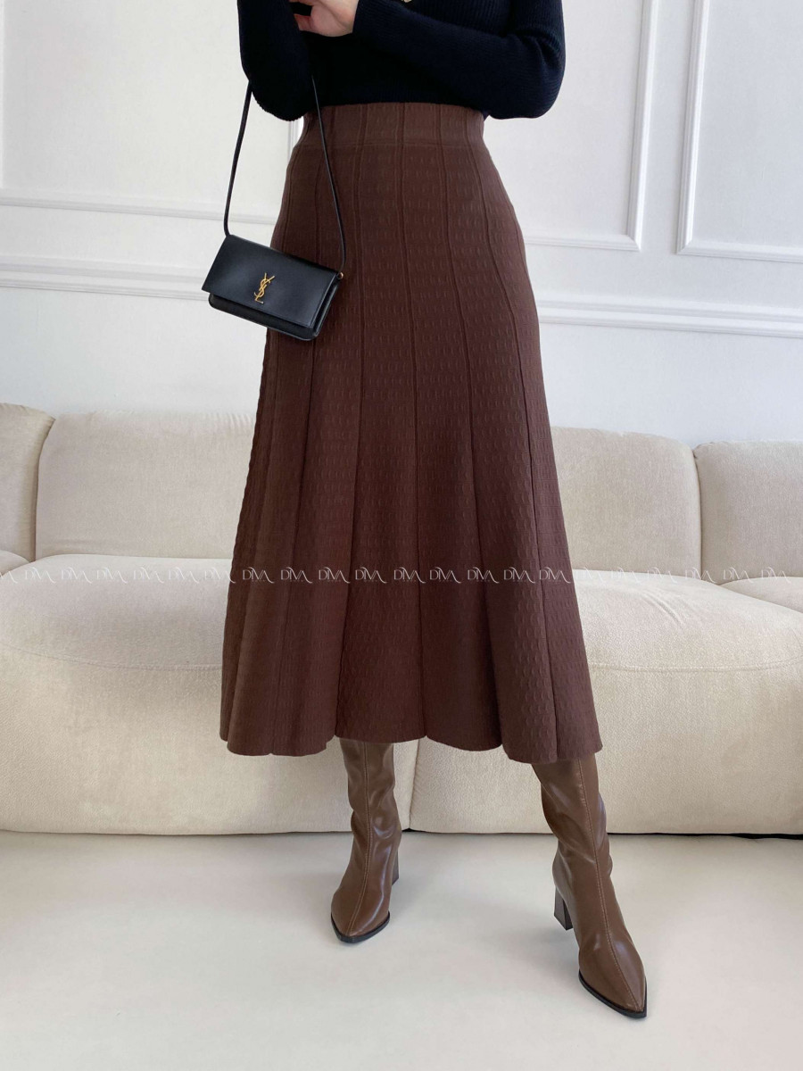 Úpletová A -sukňa so štruktúrou čokoládová A 34