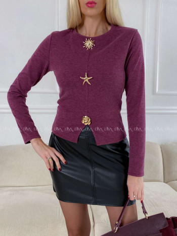 Top s ozdobnými brošňami burgundy A 126