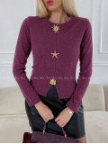 Top s ozdobnými brošňami burgundy A 126 Top s ozdobnými brošňami burgundy A 126