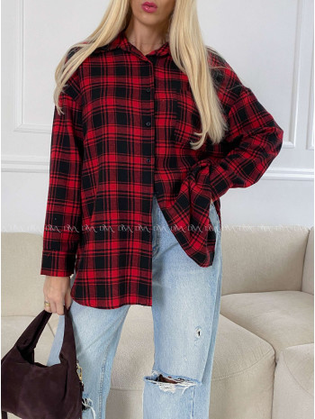 Flanelová karovana košeľa červená V 192