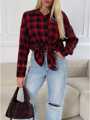 Flanelová karovana košeľa červená V 192