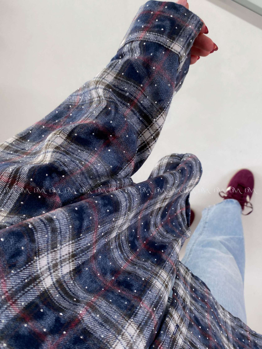 Karovana košile s kamínky tmavě modrá A 149