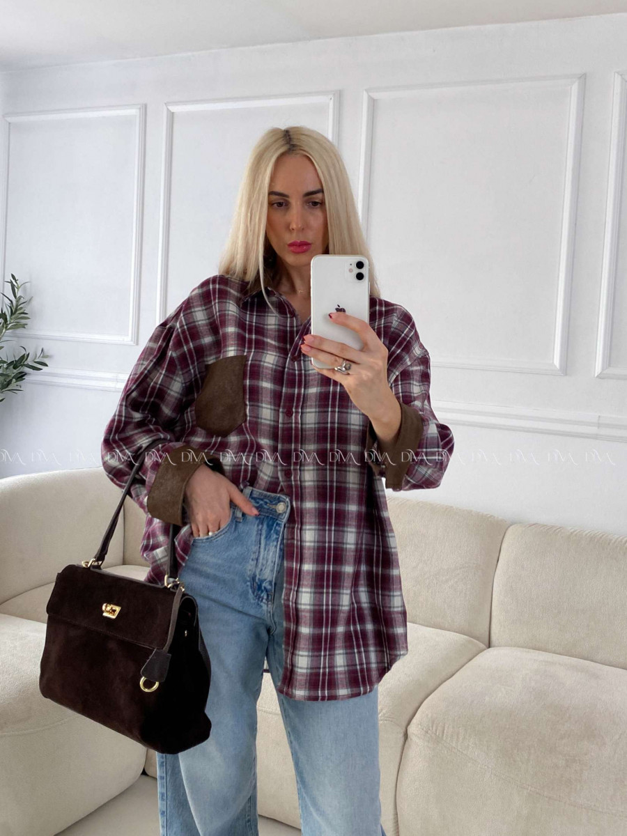 Karovana košeľa s eko koženkou B 45