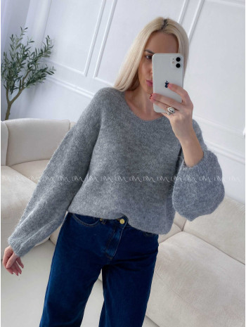 Sveter s V - dekoltom sivý A 153