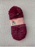 Kožušinové huňaté papučky burgundy Kožušinové huňaté papučky burgundy