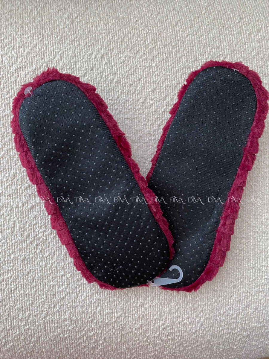 Kožušinové huňaté papučky burgundy Kožušinové huňaté papučky burgundy