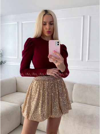 Flitrovaná balónová krátka sukňa zlatá A 174