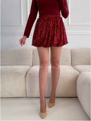 Flitrovaná balónová krátka sukňa červená A 174