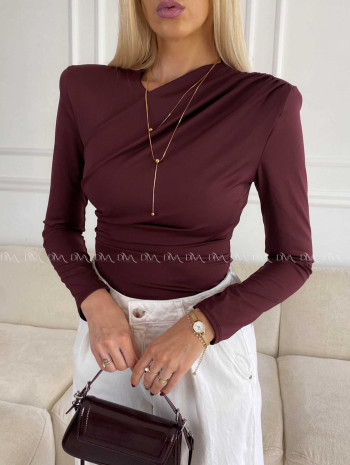 Krížené body s riasením burgundy A 75